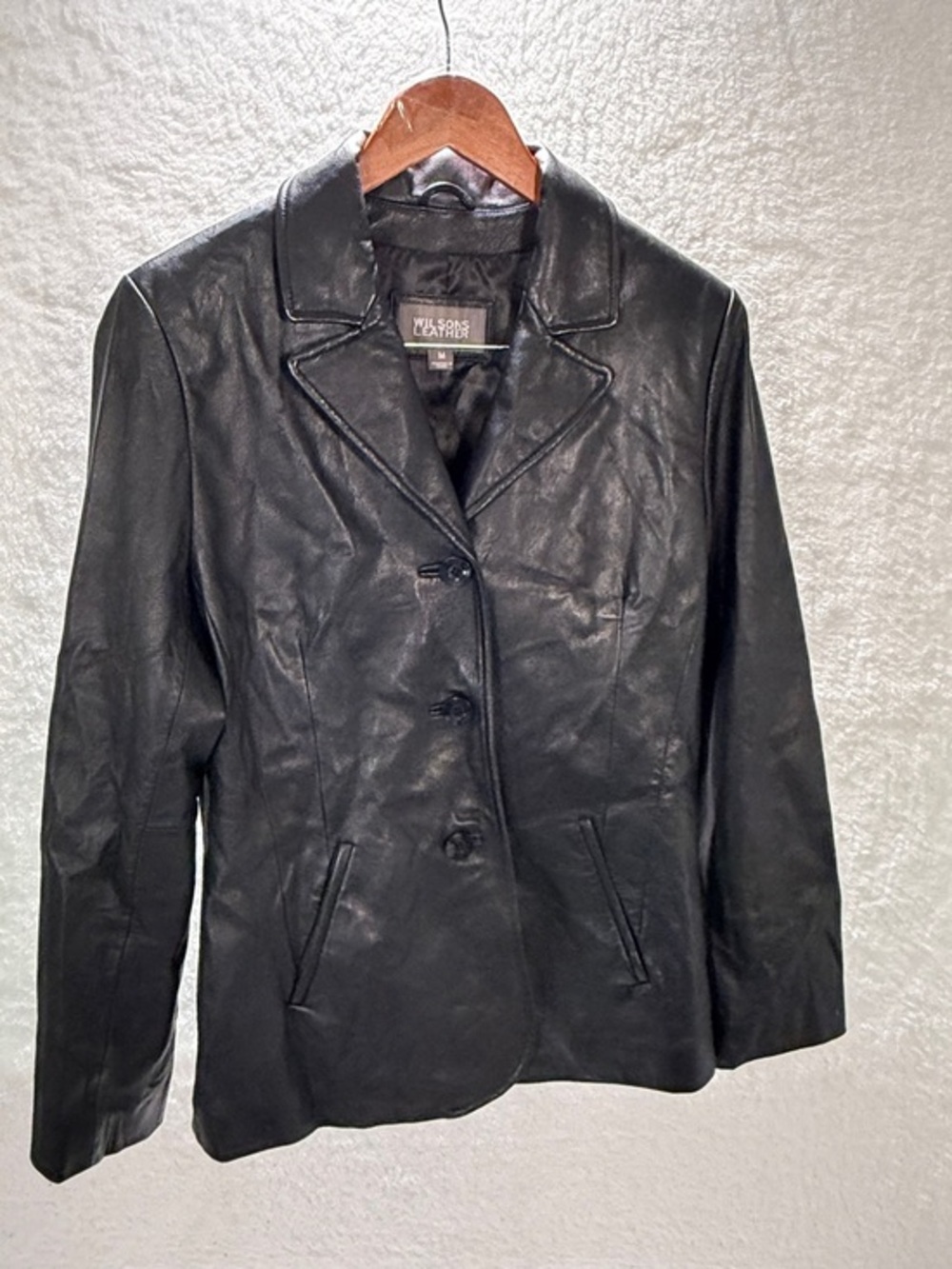Wilsons Leather Women’s Black Genuine Leather Blazer Jacket Size Medium